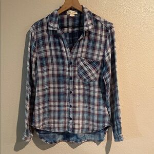 NWIT Anthropologie Cloth & Stone Plaid Button-Up Shirt Sz M